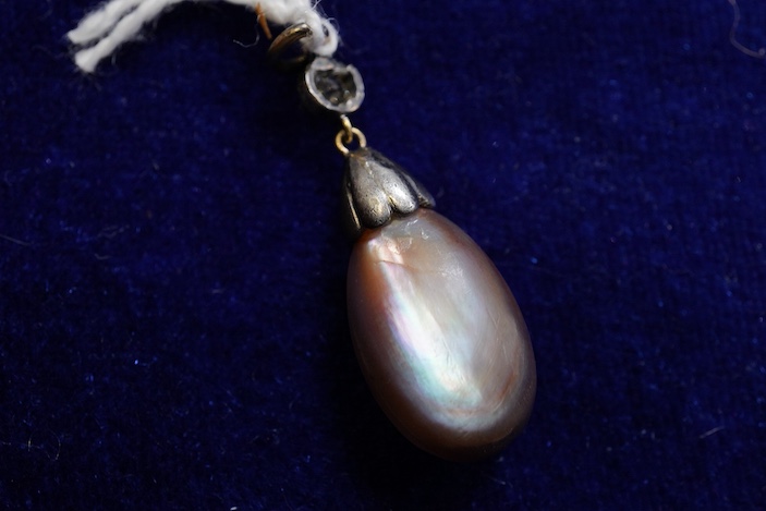 A Victorian blister pearl and diamond pendant, late 19th century